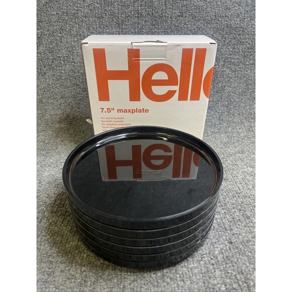 Heller Maxplate Stacking 7.5' Plates Set Of 6 Black New In Box - Picture 1 of 5